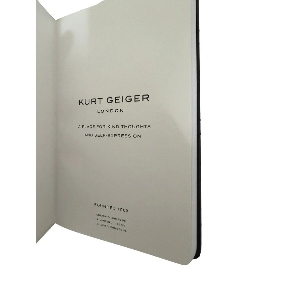 Kurt Geiger London Shoreditch Black Quilted Notebook Eagle Head Charm Journal
